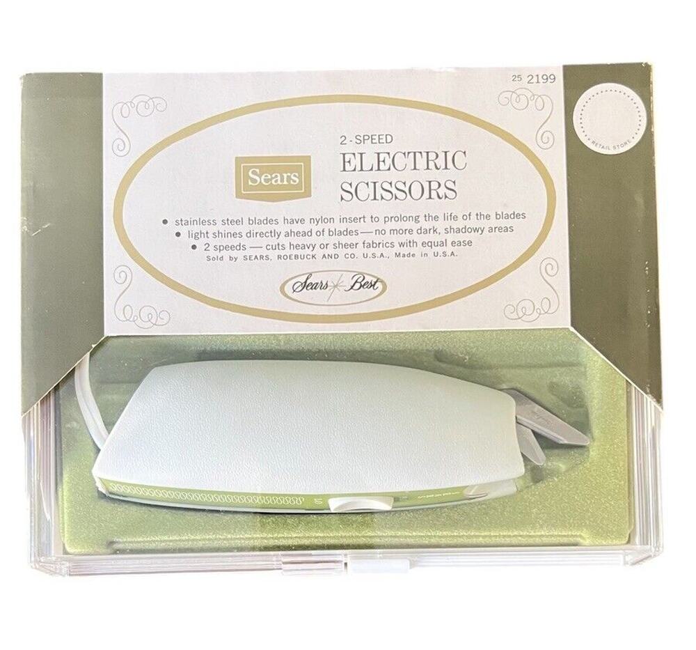 Vintage Sears Electric Scissors Stainless Steel Blades 2 Speed USA NOS Tested